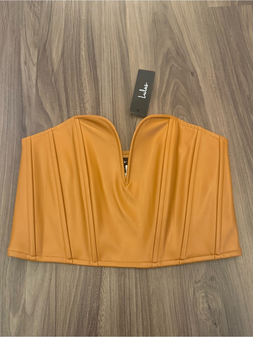 Lulu's Tan Faux Leather Corset Top - Warm Tan